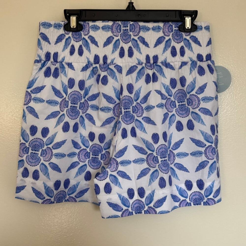 NWT Hill House The Livie Nap Shorts Blue Shell Mosaic Cotton Size Medium